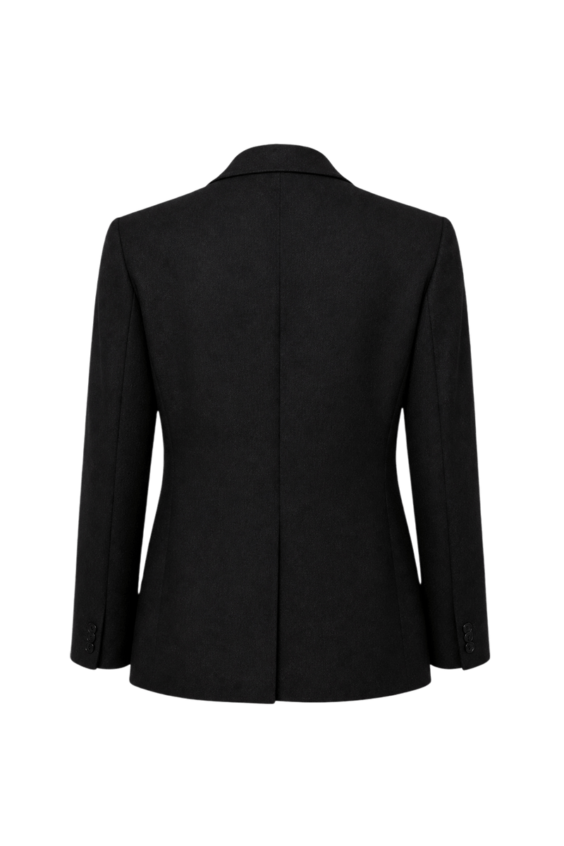 1960s Black Wool Blazer - Back View