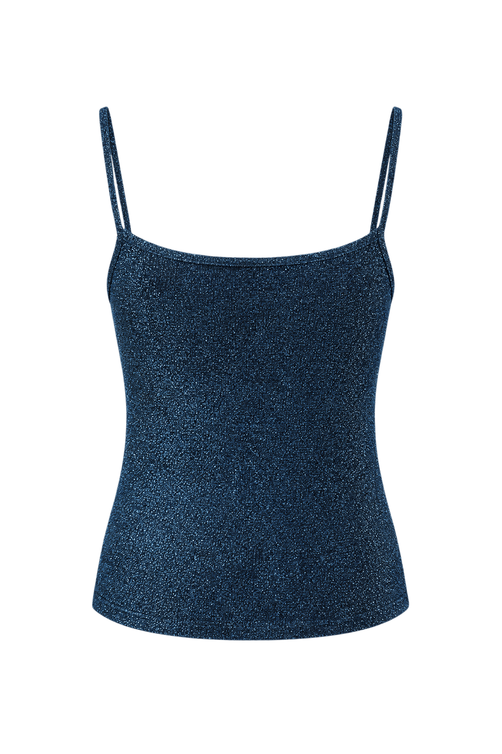 1980s Navy Blue Metallic Knit Tank Top - Back View
