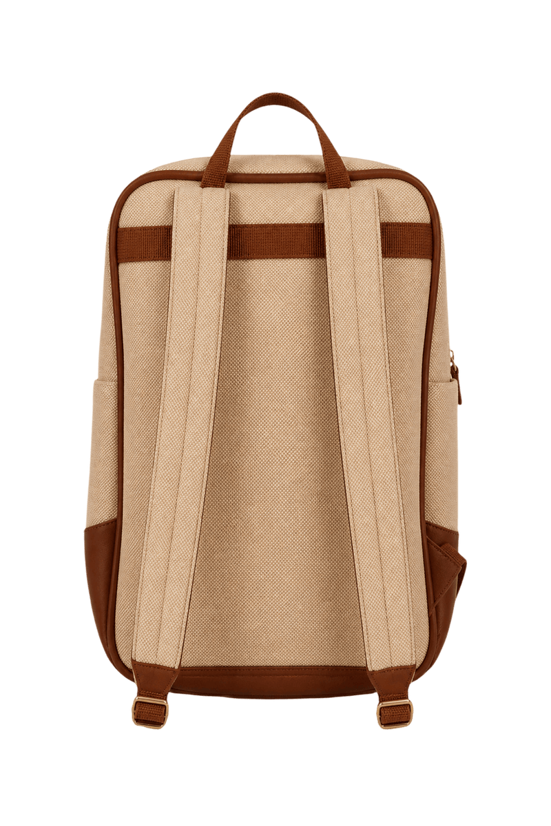 1980s Beige Canvas Backpack - Back View