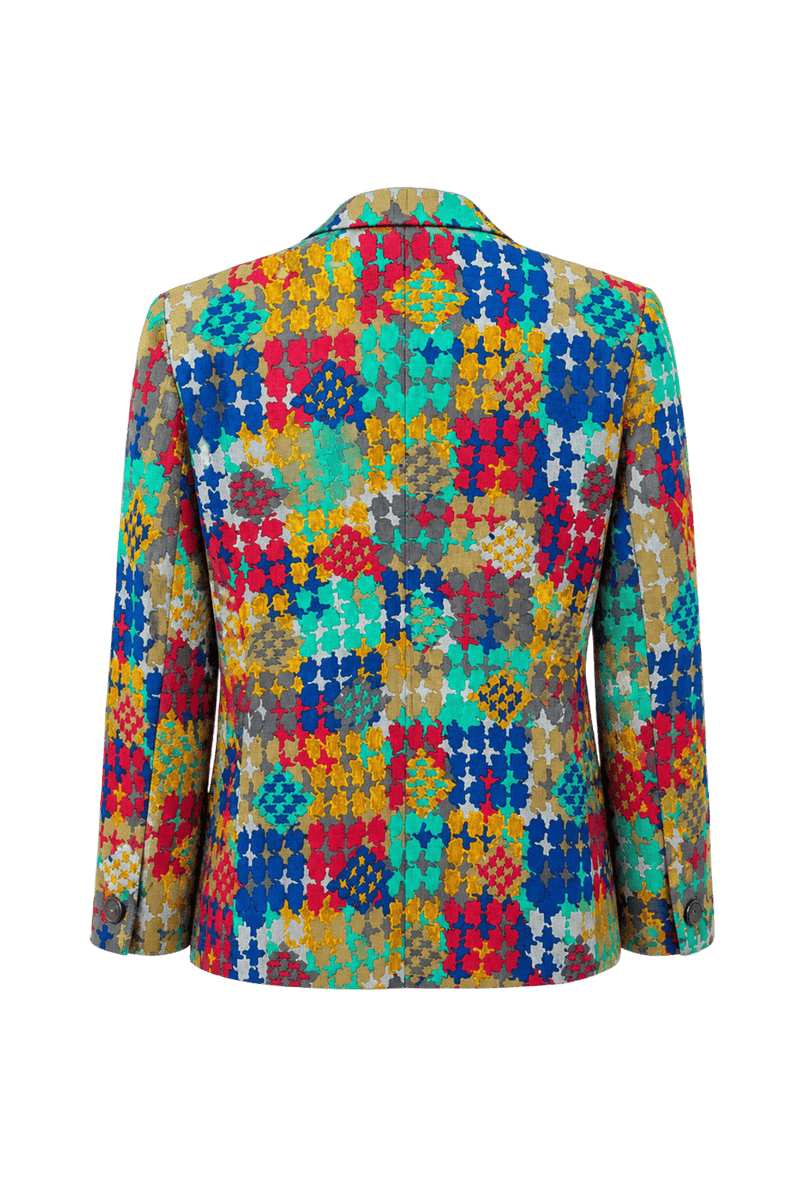 1980s Multiple Colors Cotton Blend Blazer - Back View
