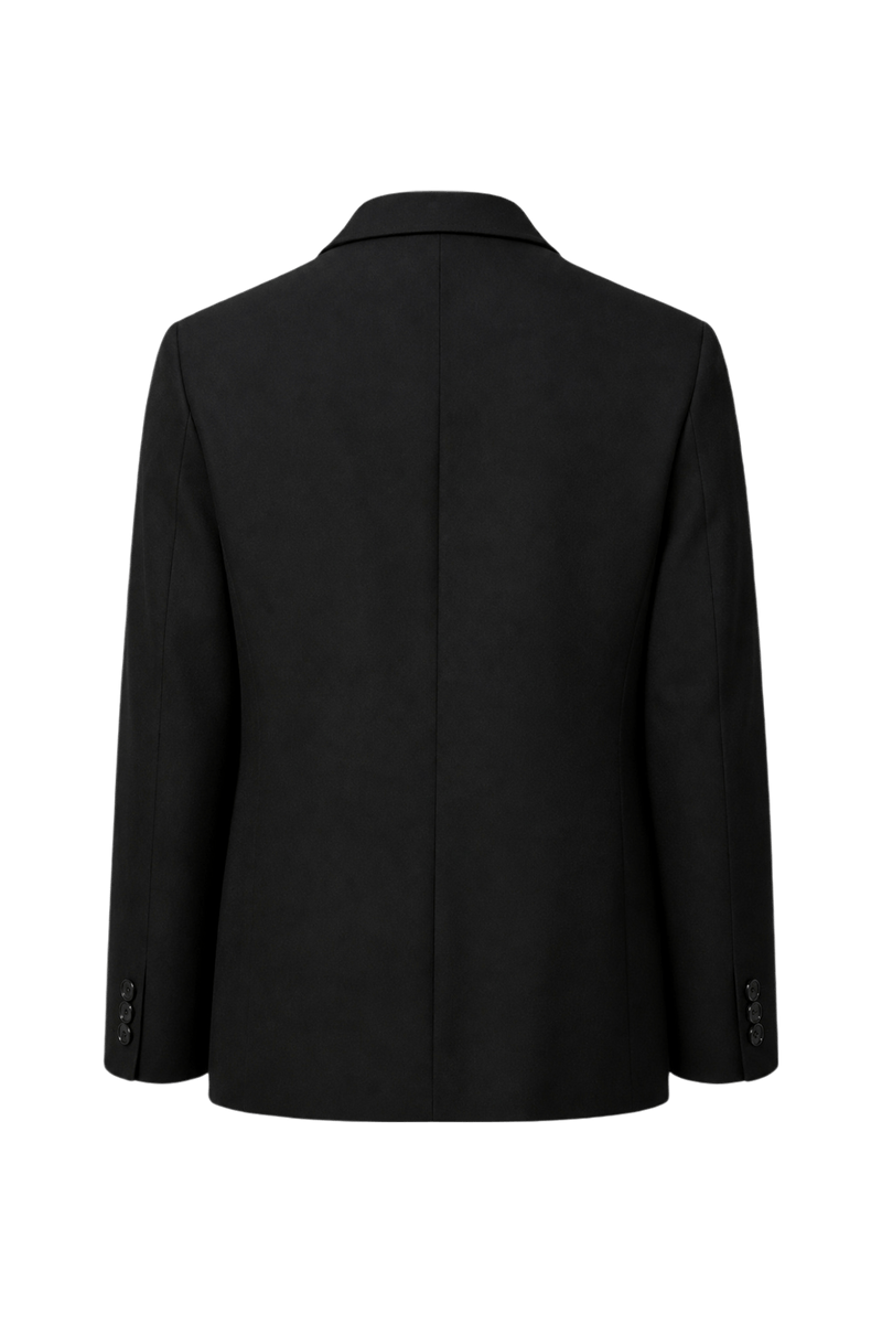 1980s Black Wool Blazer - Back View