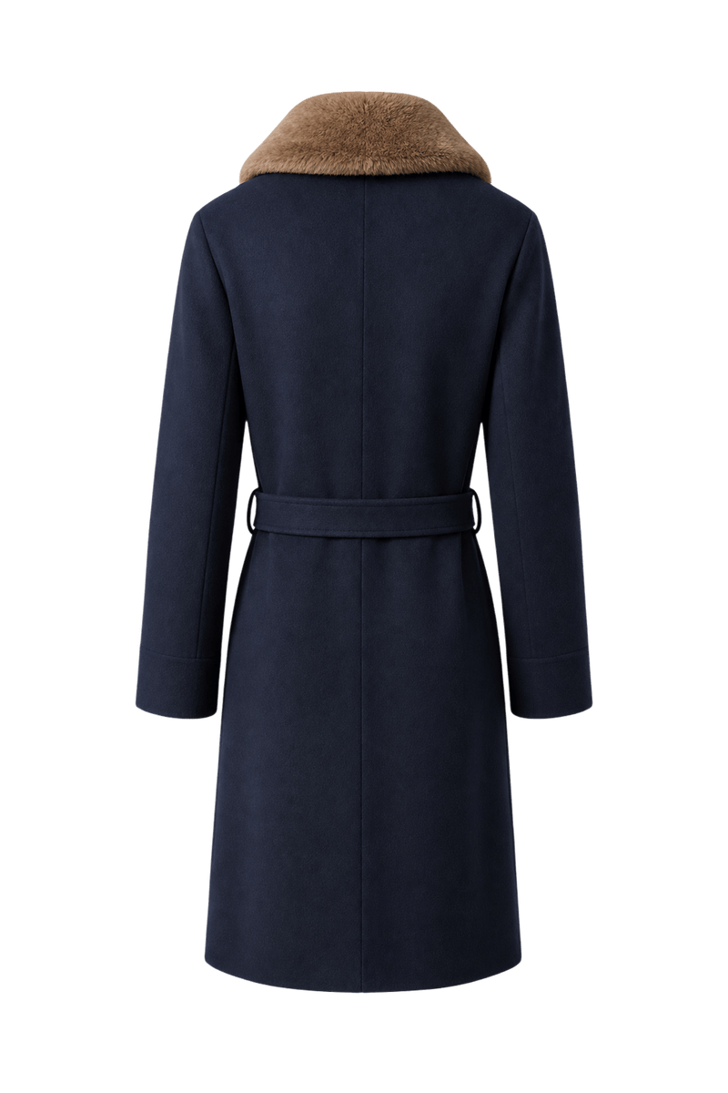 1980s Navy Blue Wool Coat - Back View