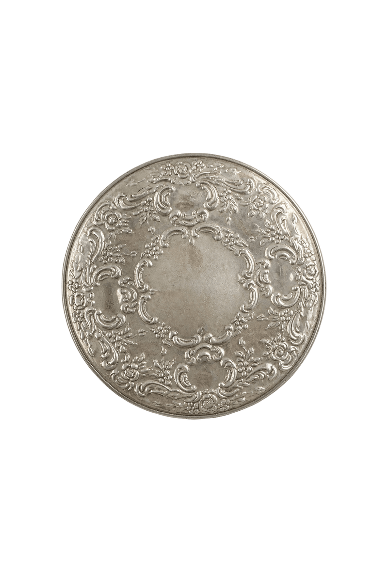 1930s Silver Metal Compact Mirror - Back View