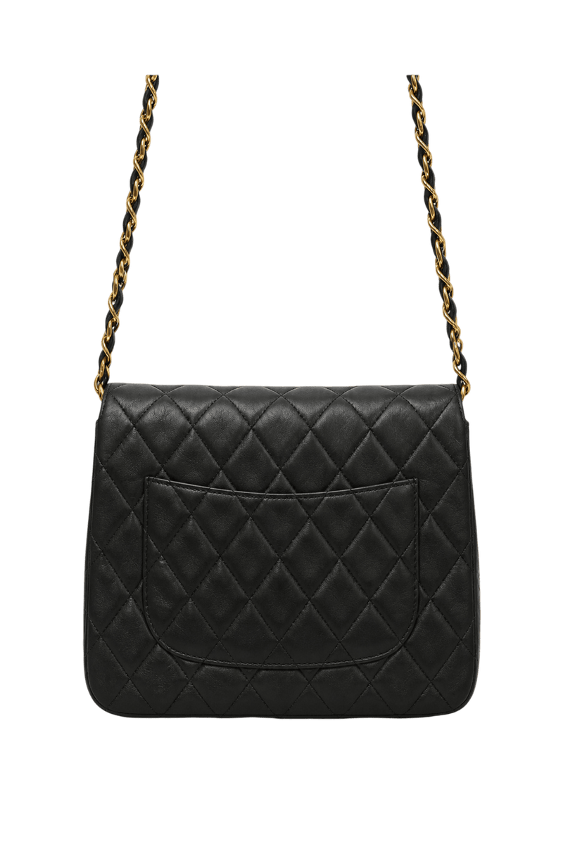 1980s Black Leather Bag - Back View