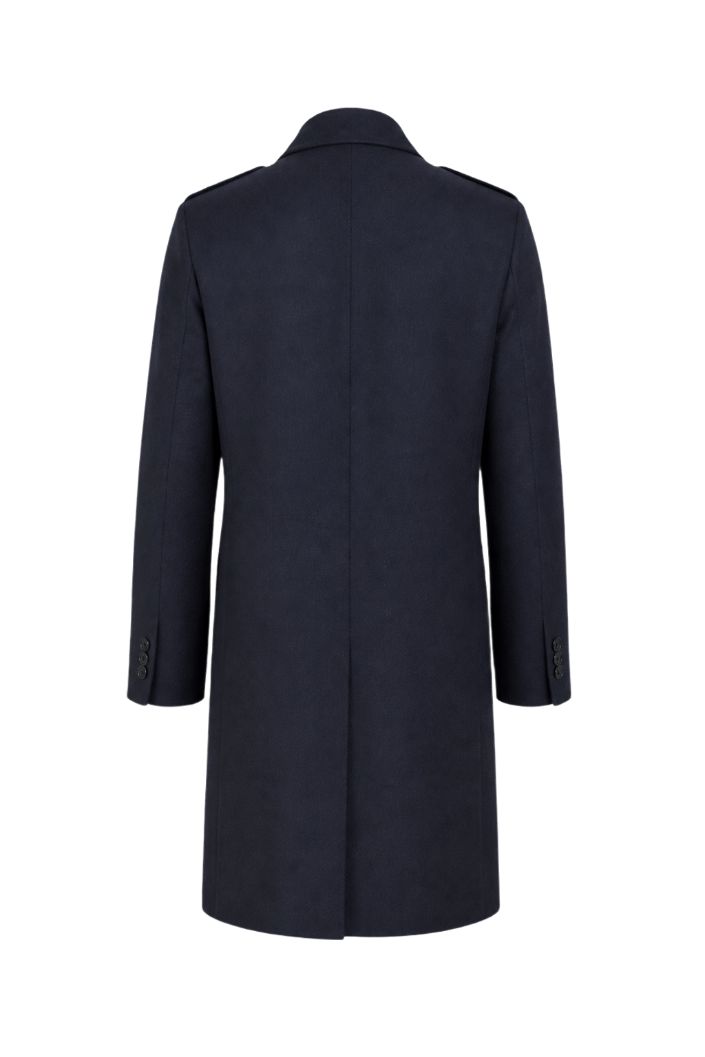 1970s Navy Blue Wool Blend Coat - Back View