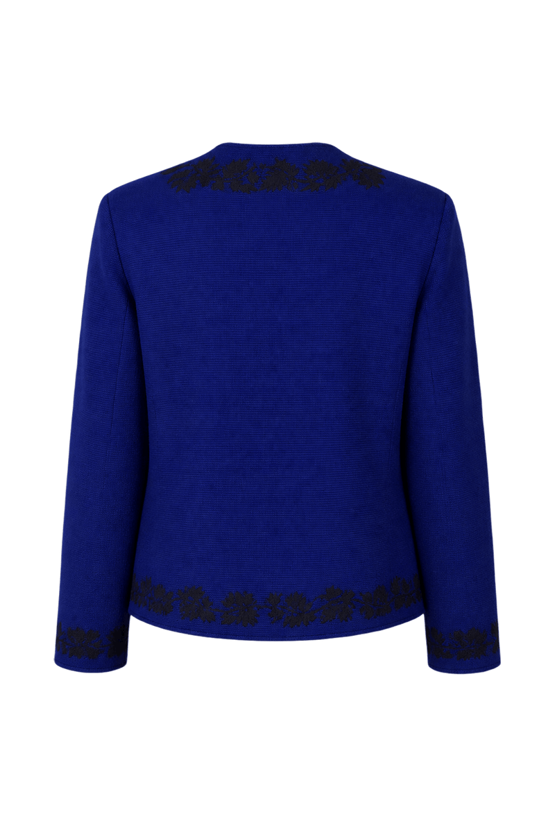 1970s Royal Blue Wool Blend Jacket - Back View