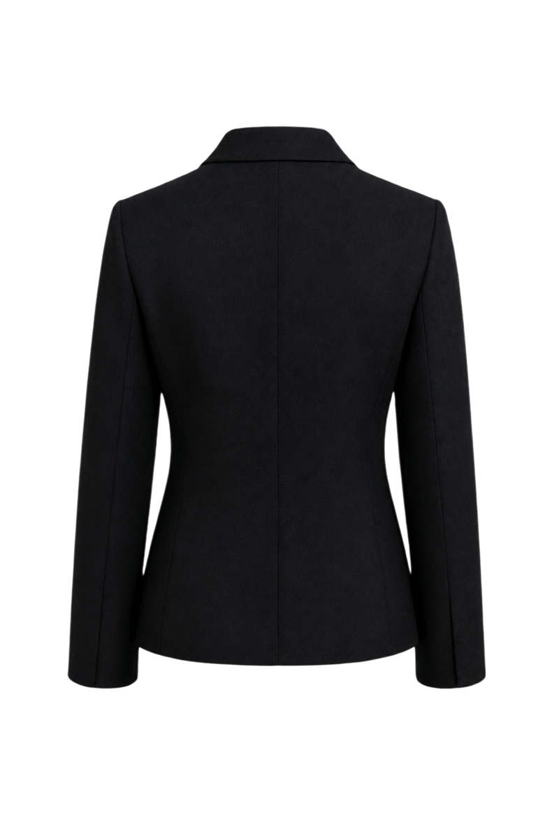 1980s Black Wool Blazer - Back View