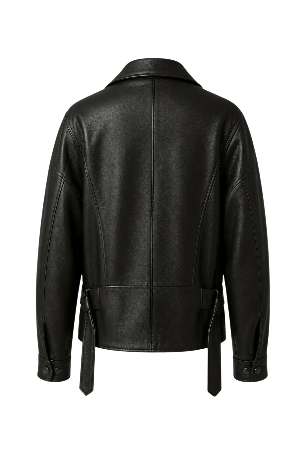 1980s Black Leather Leather Jacket - Back View