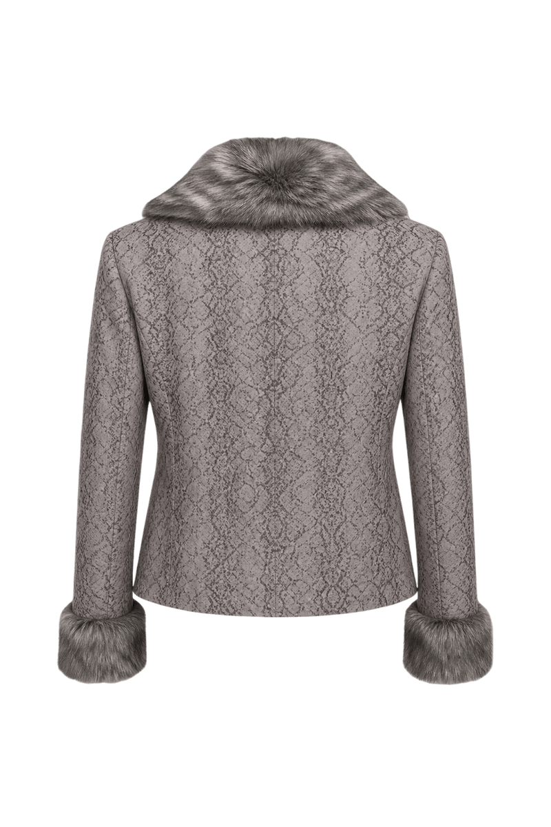 1980s Gray Floral Nylon Jacket - Back View