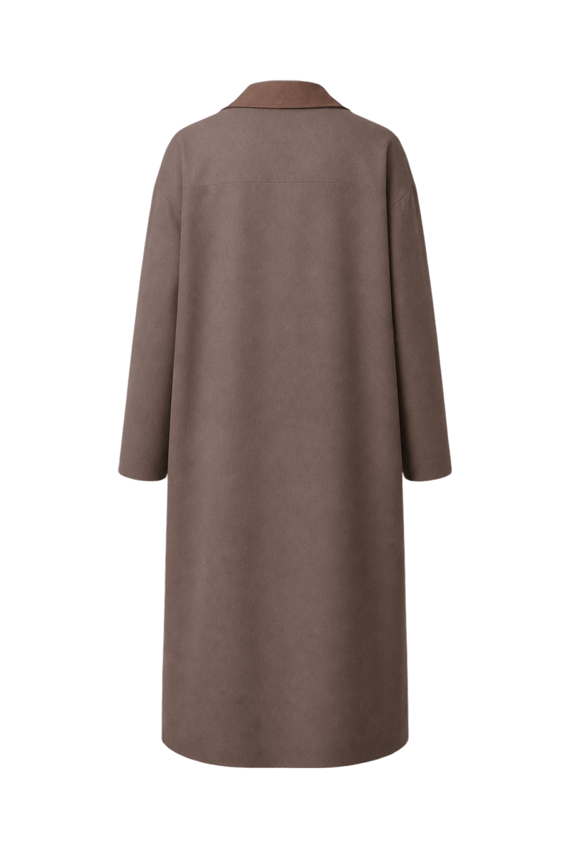 1970s Taupe Wool Blend Coat - Back View