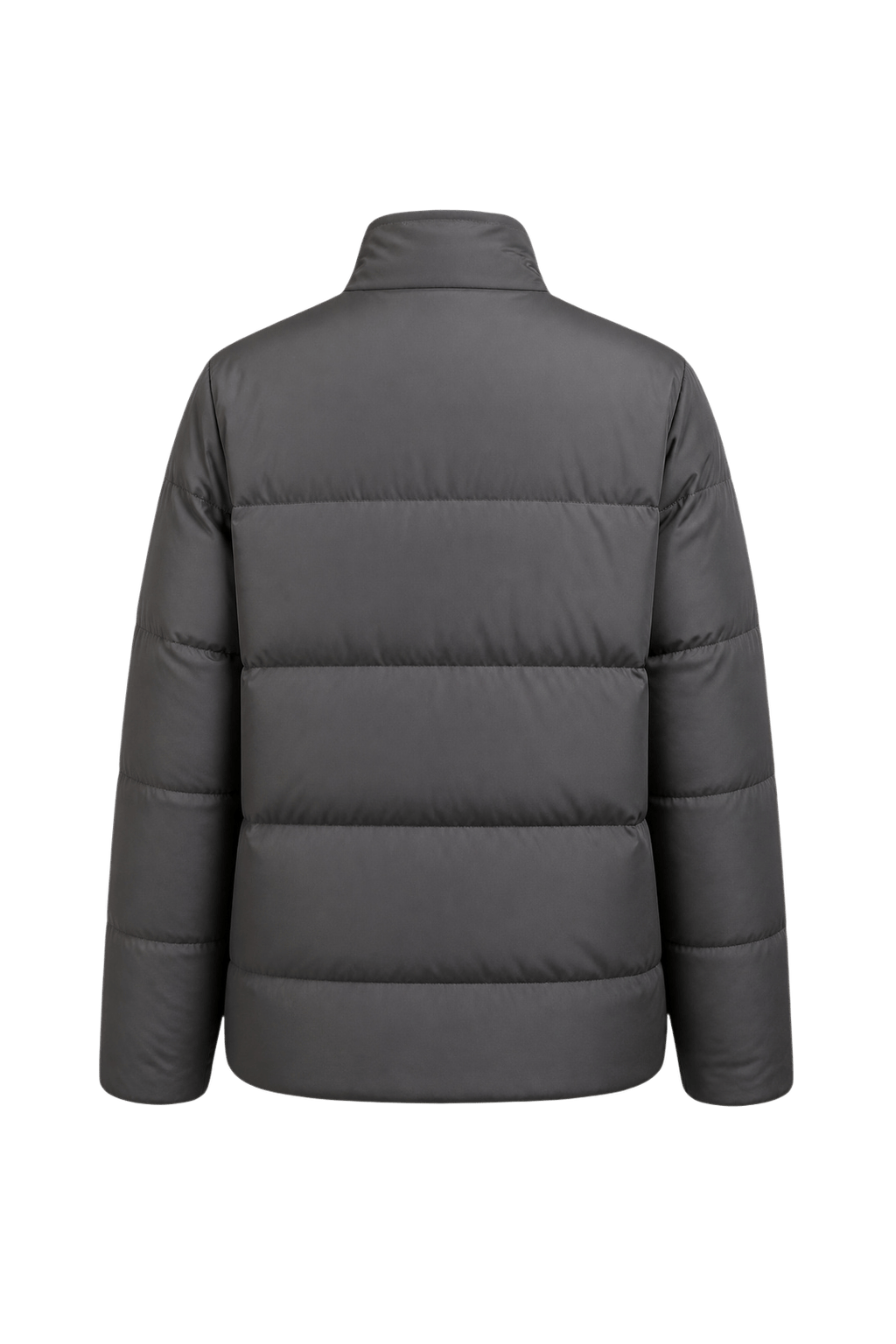 1990s Dark Gray Synthetic Puffer Jacket - Back View
