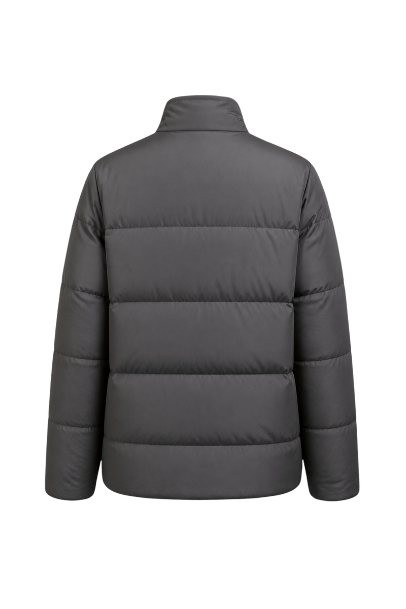 1990s Dark Gray Synthetic Puffer Jacket - Back View