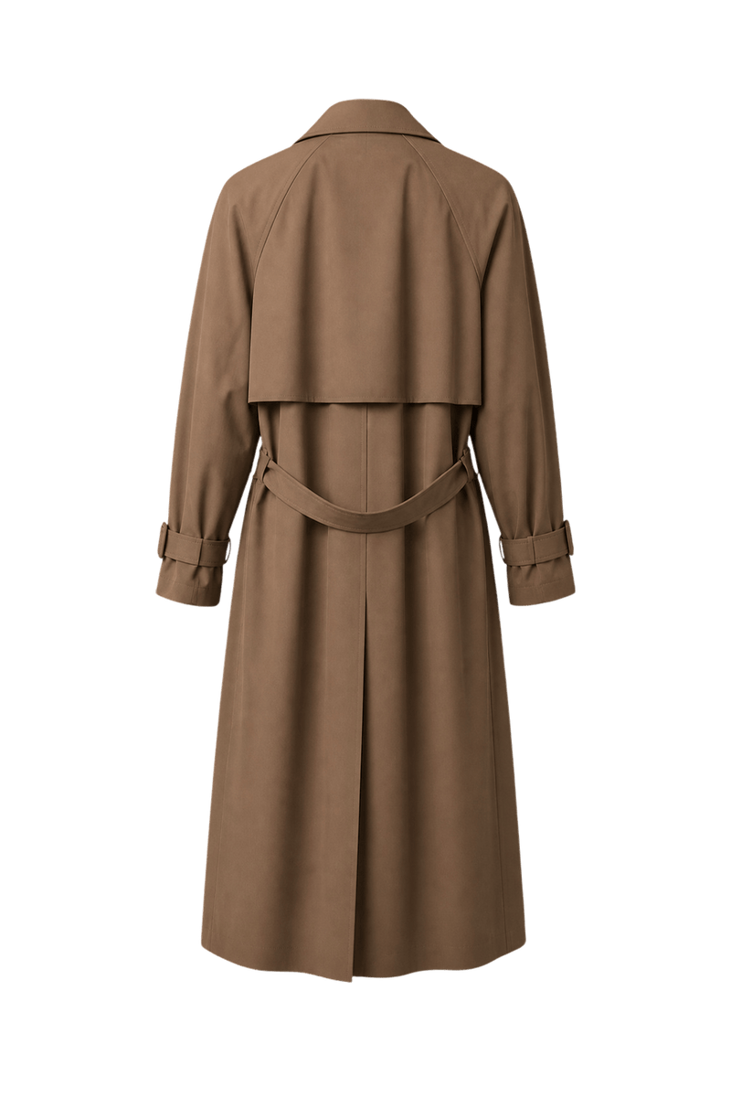 1980s Brown Nylon Trench Coat - Back View