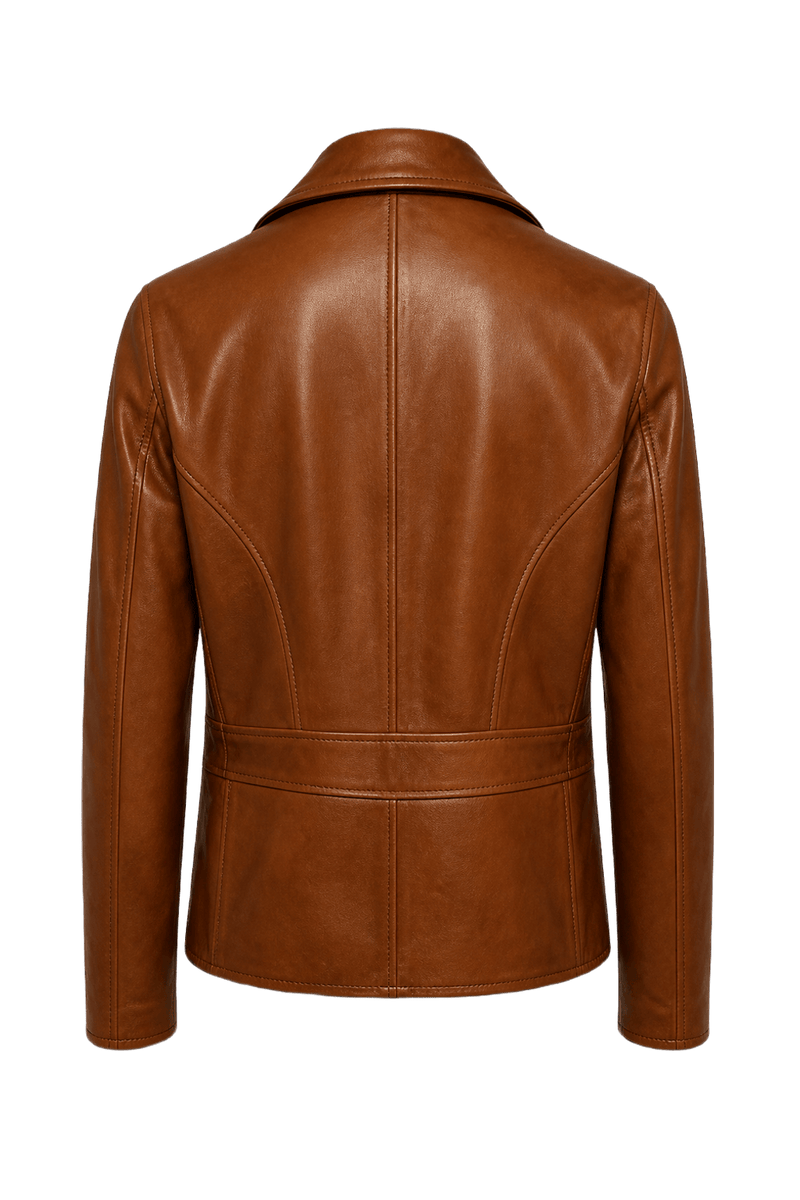 1980s Brown Leather Jacket - Back View