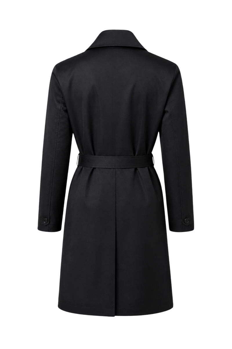 1980s Black Nylon Trench Coat - Back View