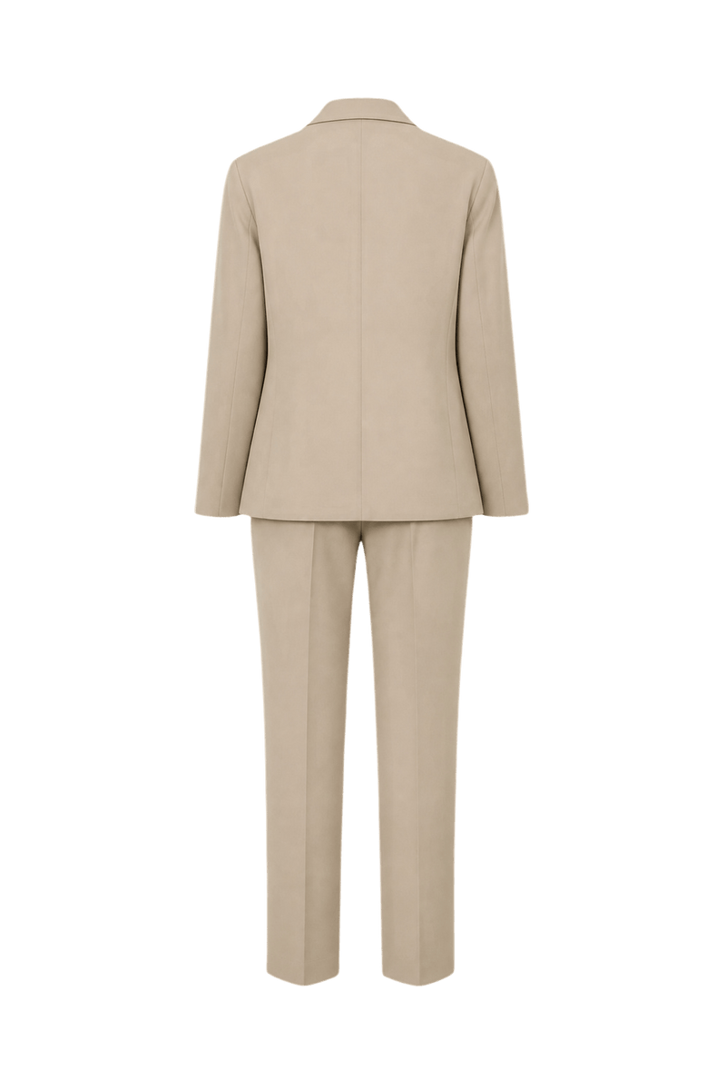 1990s Beige Wool Blend 2-Piece Suit - Back View