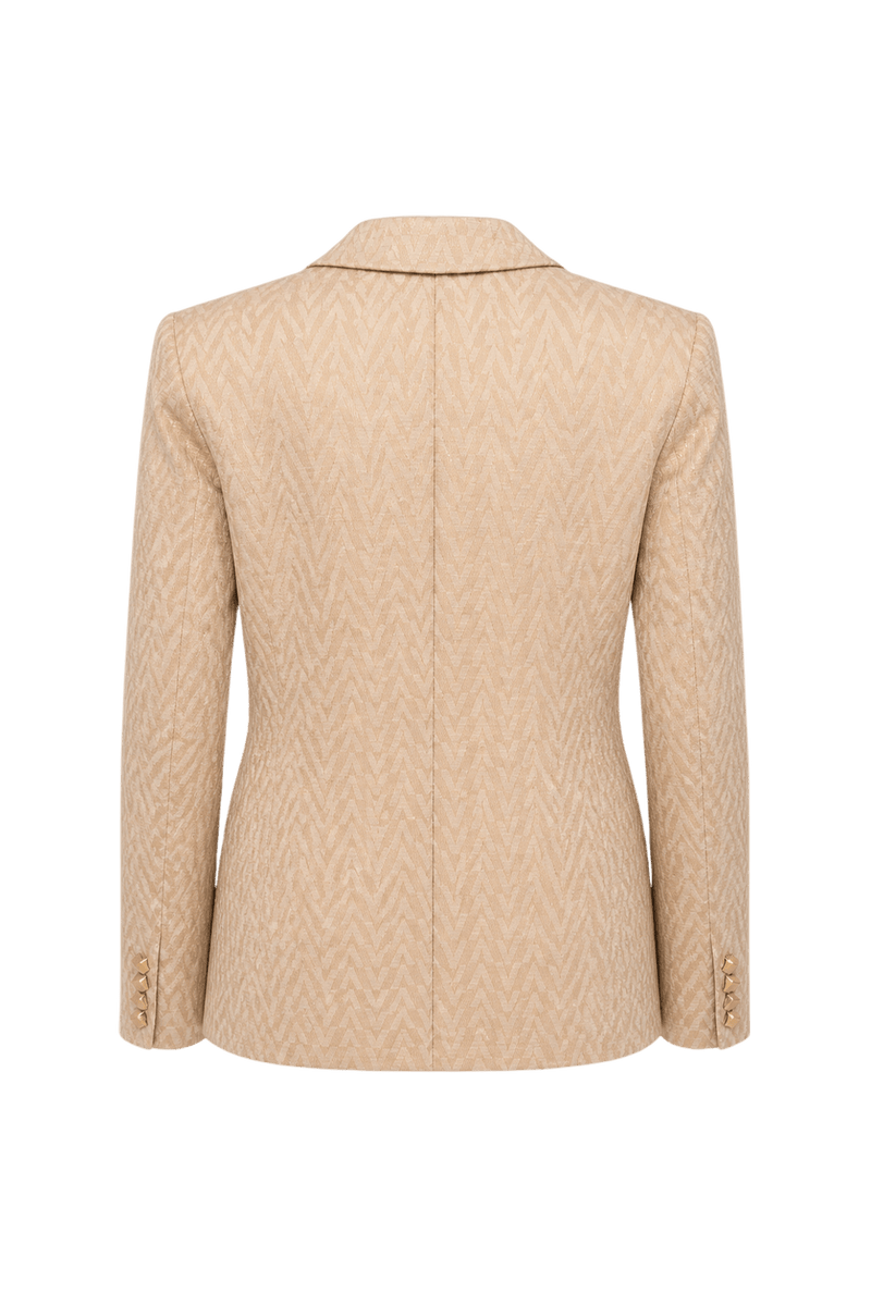 1980s Beige Synthetic Blend Blazer - Back View