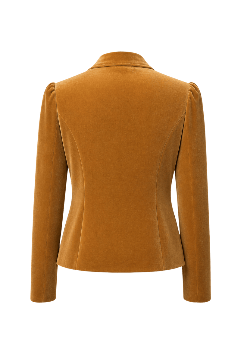 1950s Camel Brown Velvet Blazer - Back View