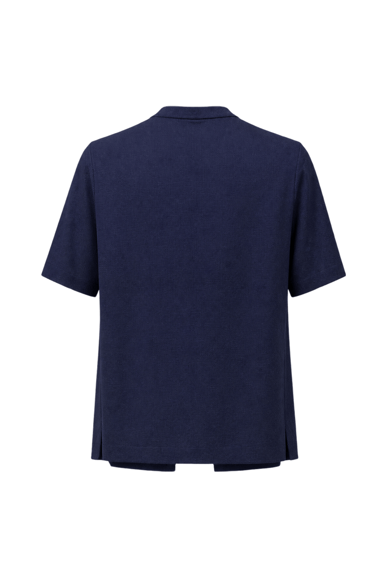 1980s Navy Blue Polyester Blazer - Back View