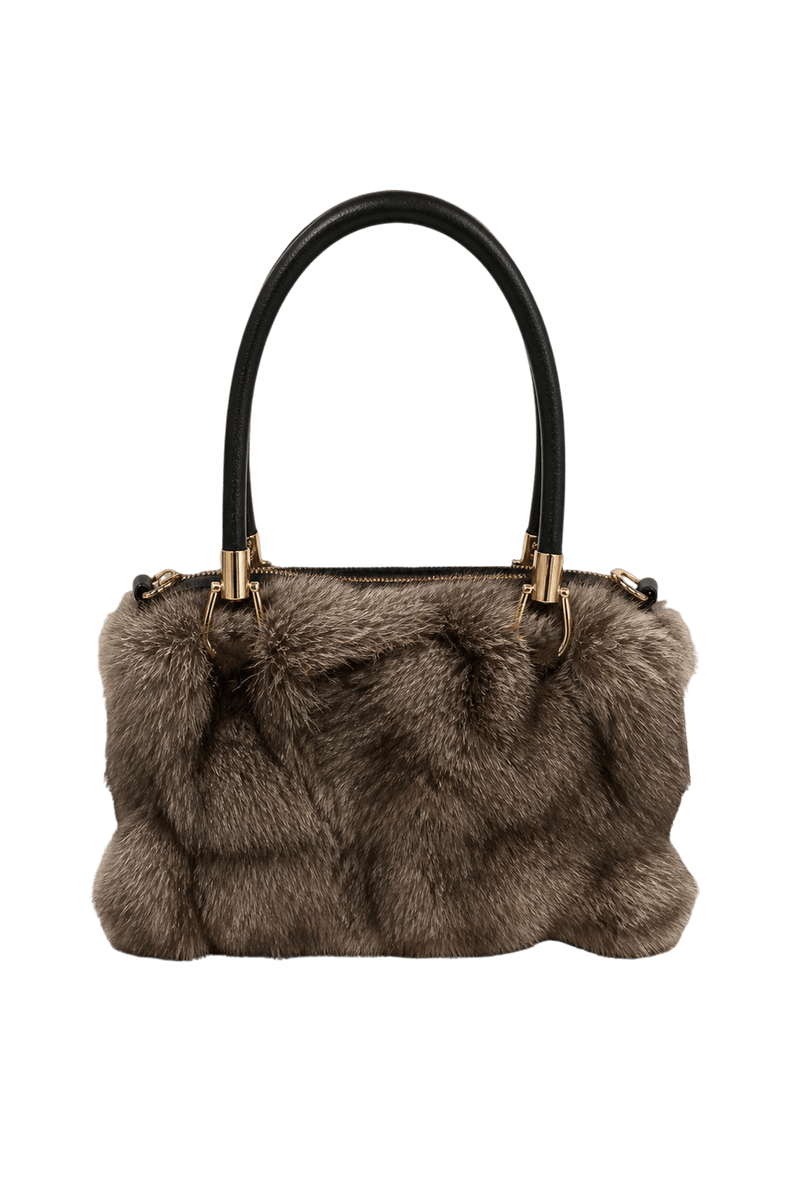 1990s Grey Fur Handbag - Back View