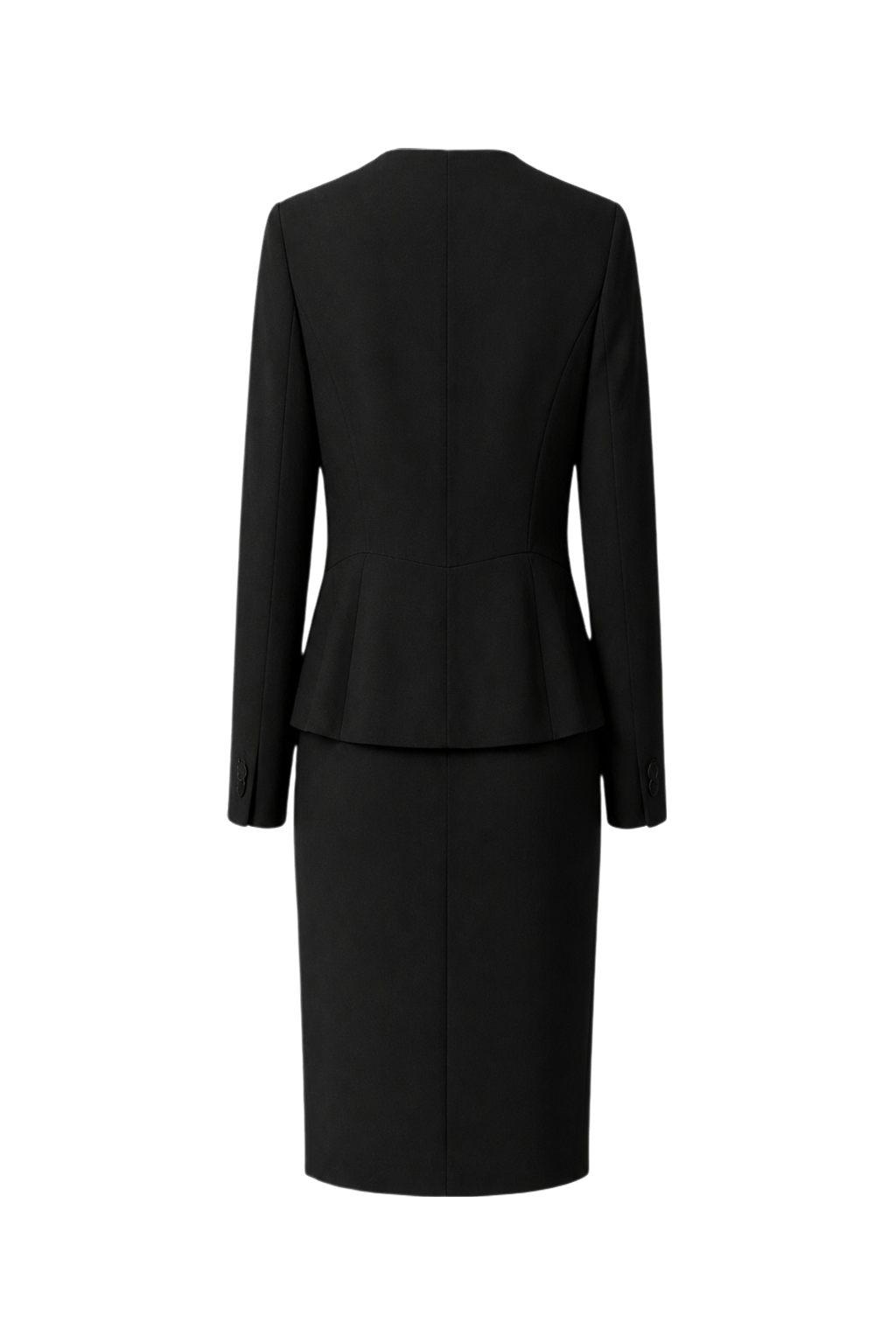 1960s Black Wool Blend Jacket + Skirt Set - Back View