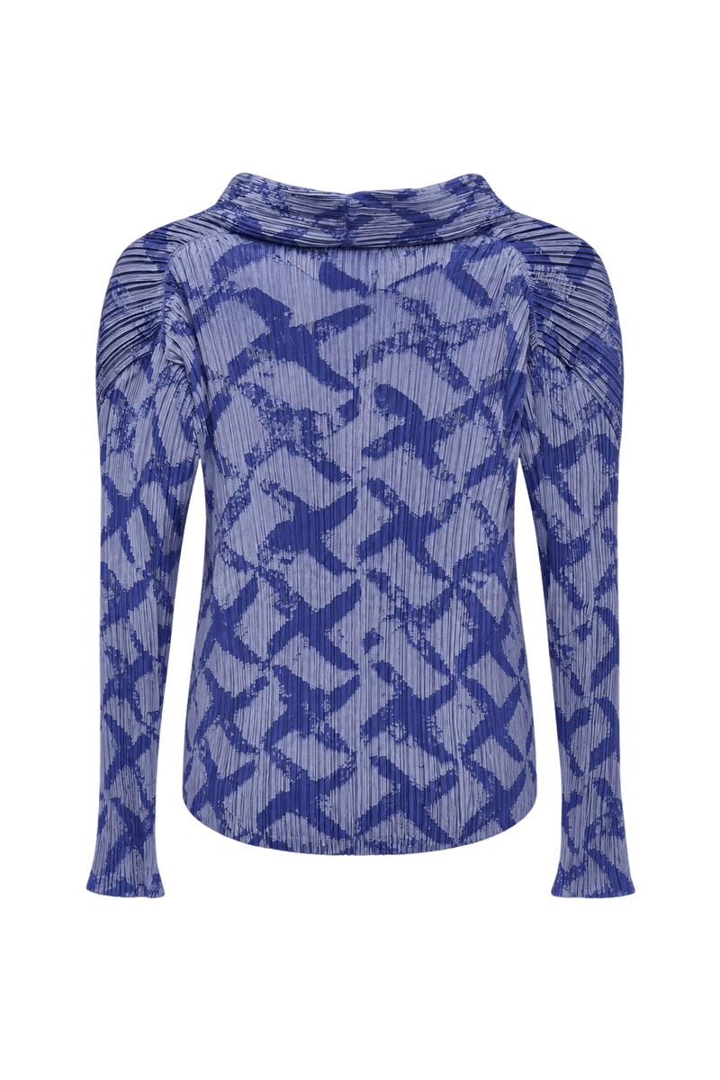 1990s Blue Polyester Blouse - Back View