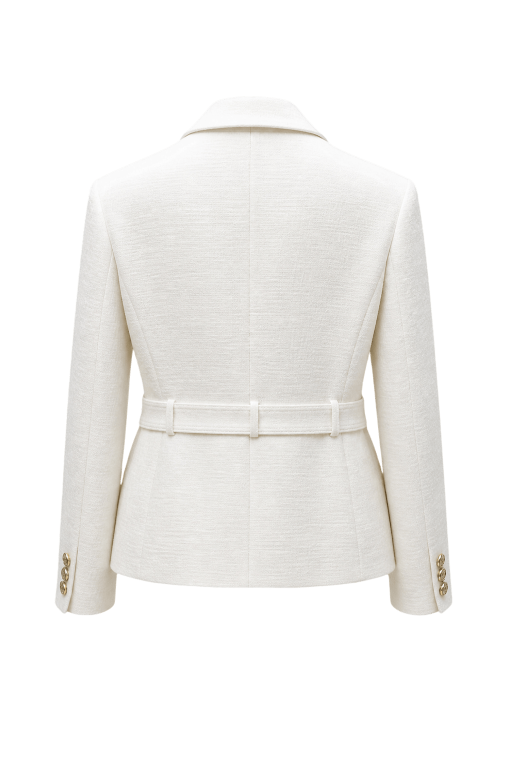 1980s Cream White Wool Blend Blazer - Back View