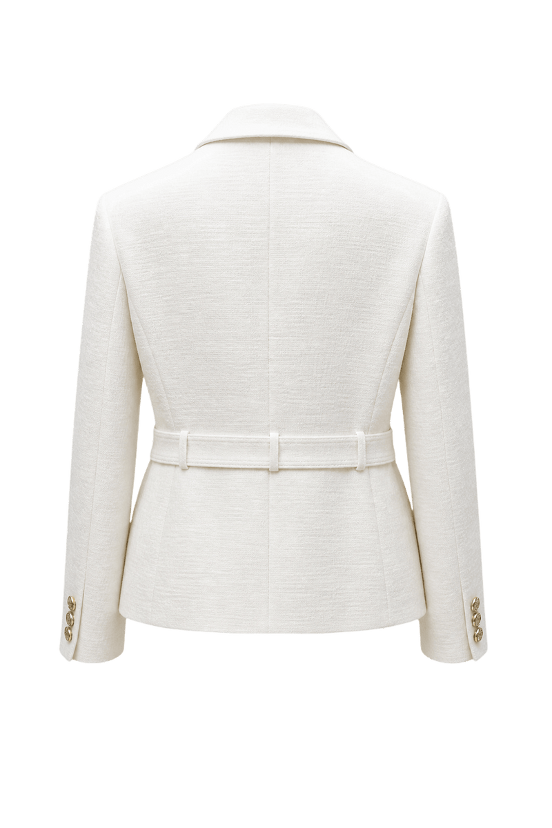 1980s Cream White Wool Blend Blazer - Back View