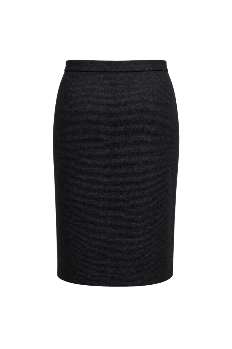 1980s Black Wool Blend Skirt - Back View