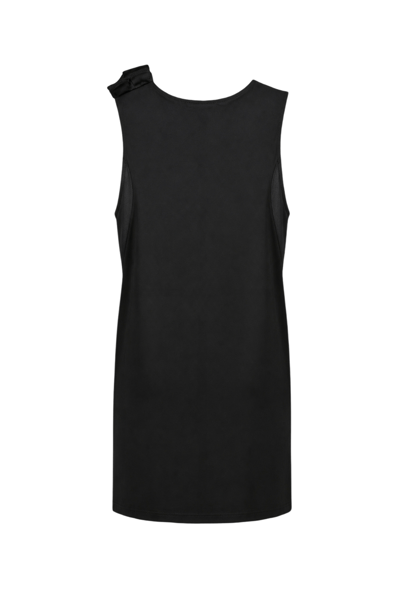 1980s Black Cotton Blend Dress - Back View