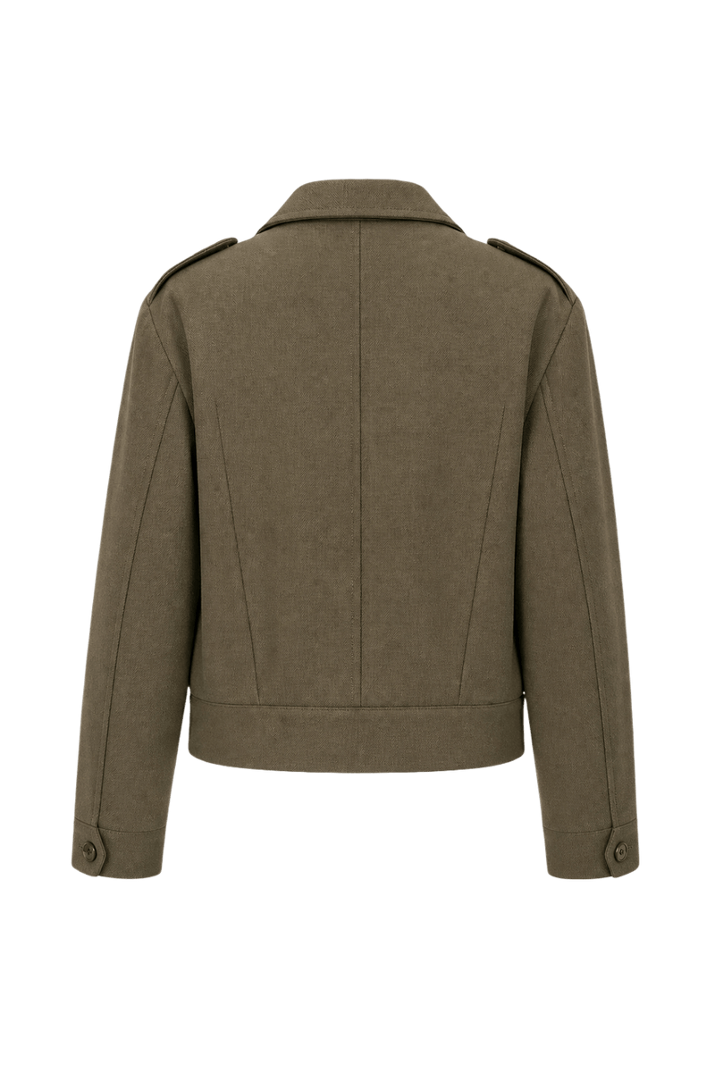1940s Olive Green Wool Blend Jacket - Back View
