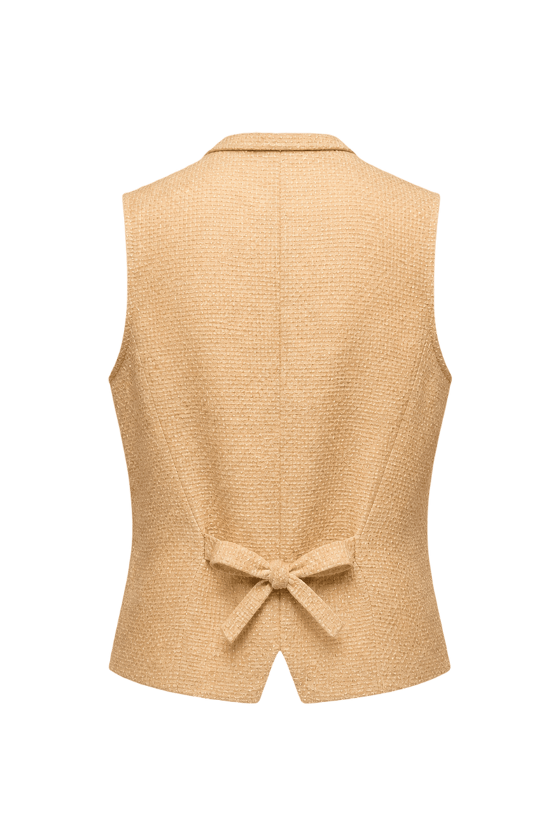 1980s Beige Wool Blend Vest - Back View
