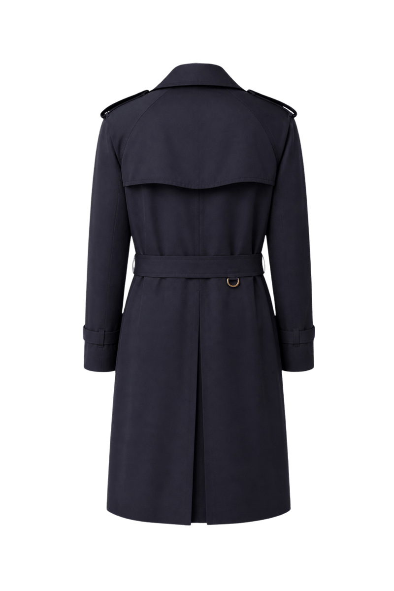 1980s Navy Blue Cotton Blend Trench Coat - Back View