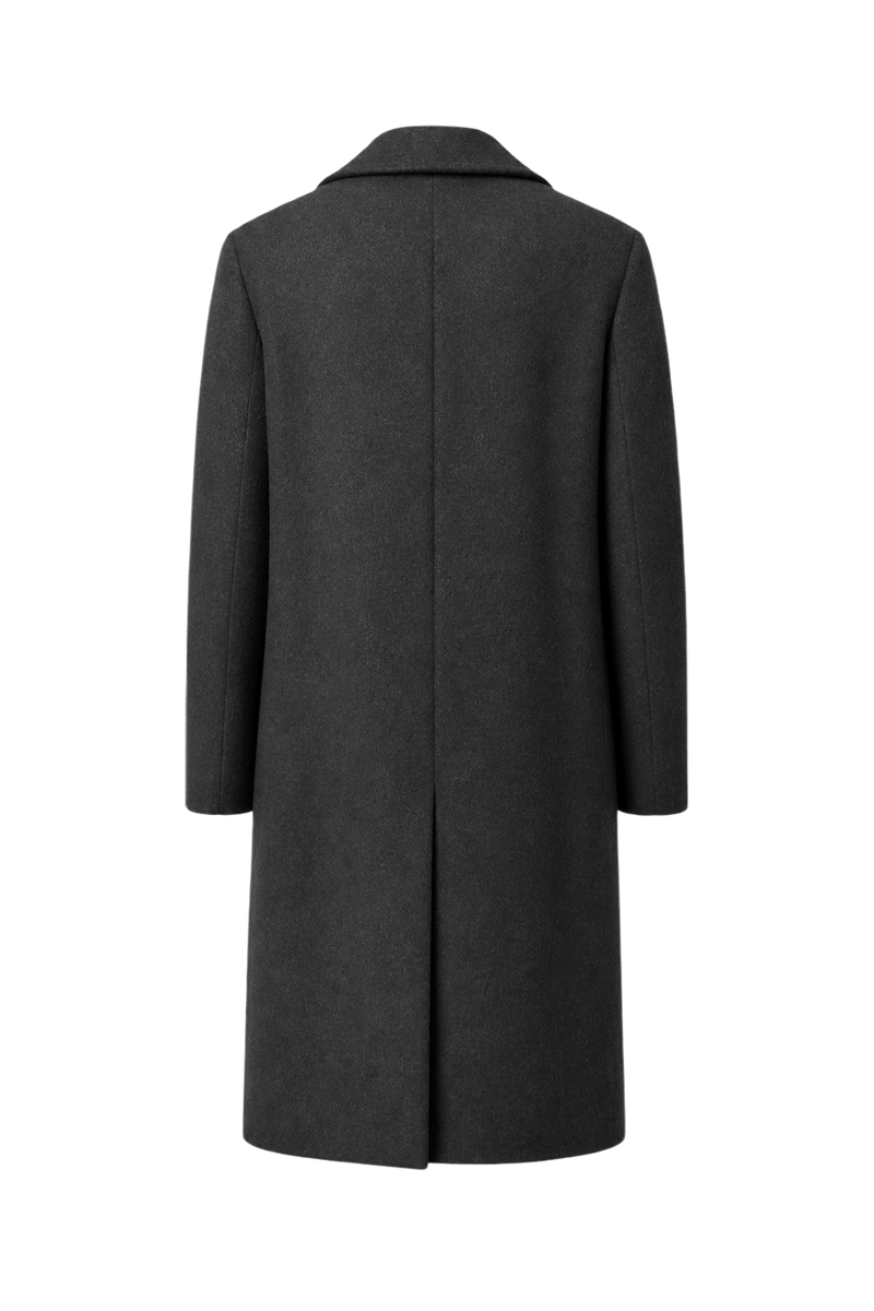 1990s Charcoal Grey Wool Coat - Back View