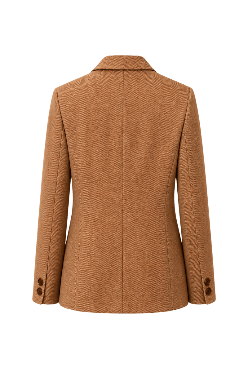 1980s Brown Wool Blend Blazer - Back View