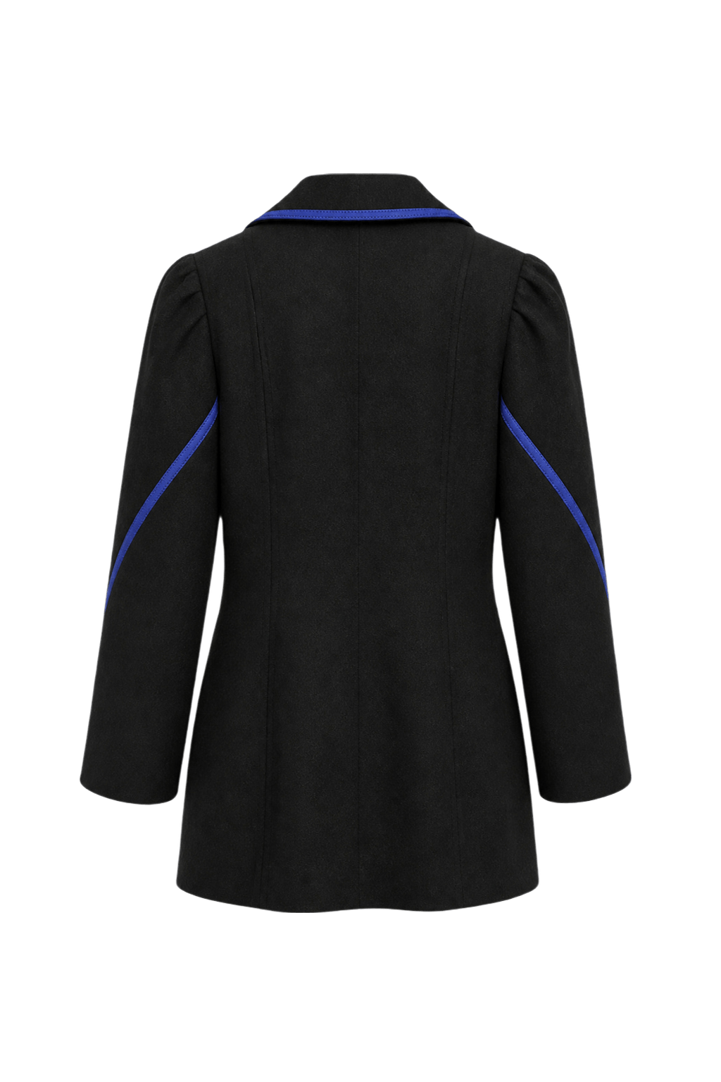 1980s Black Wool Blend Coat - Back View