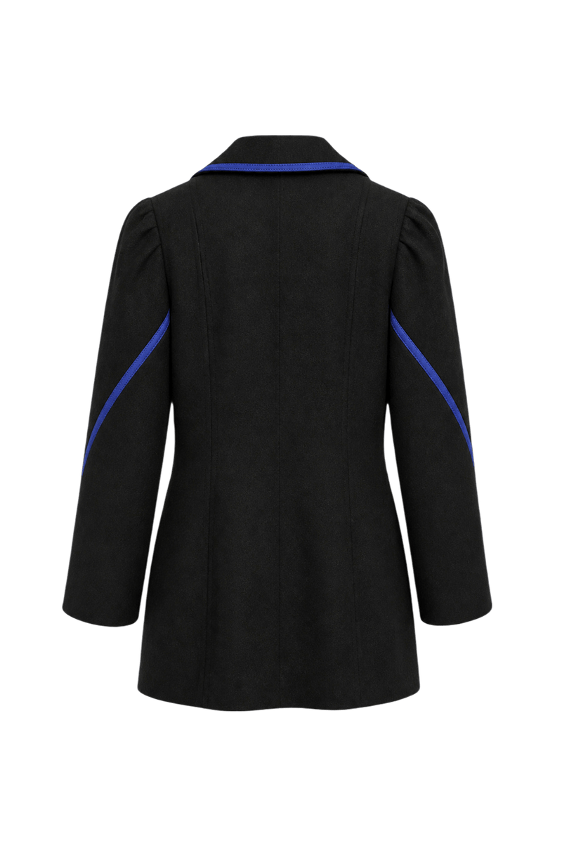 1980s Black Wool Blend Coat - Back View