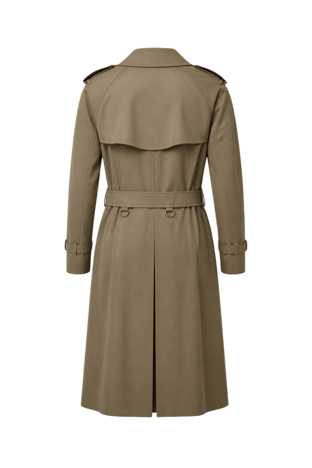 1980s Khaki Cotton Blend Trench Coat - Back View