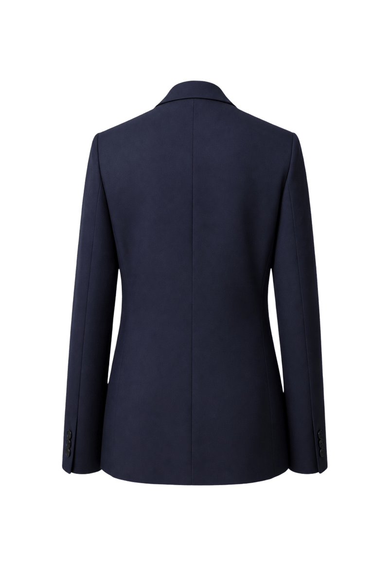 1990s Navy Blue Wool Blend Blazer - Back View