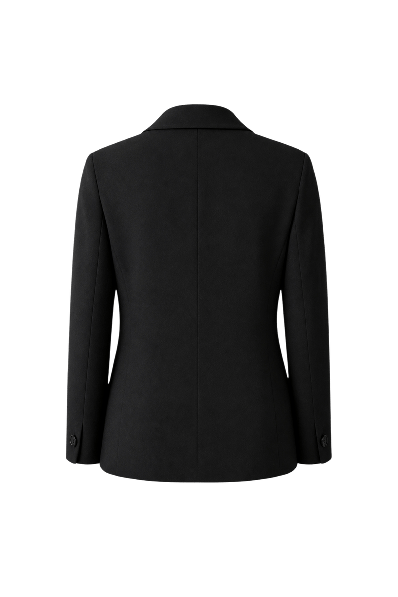 1990s Black Wool Blend Blazer - Back View