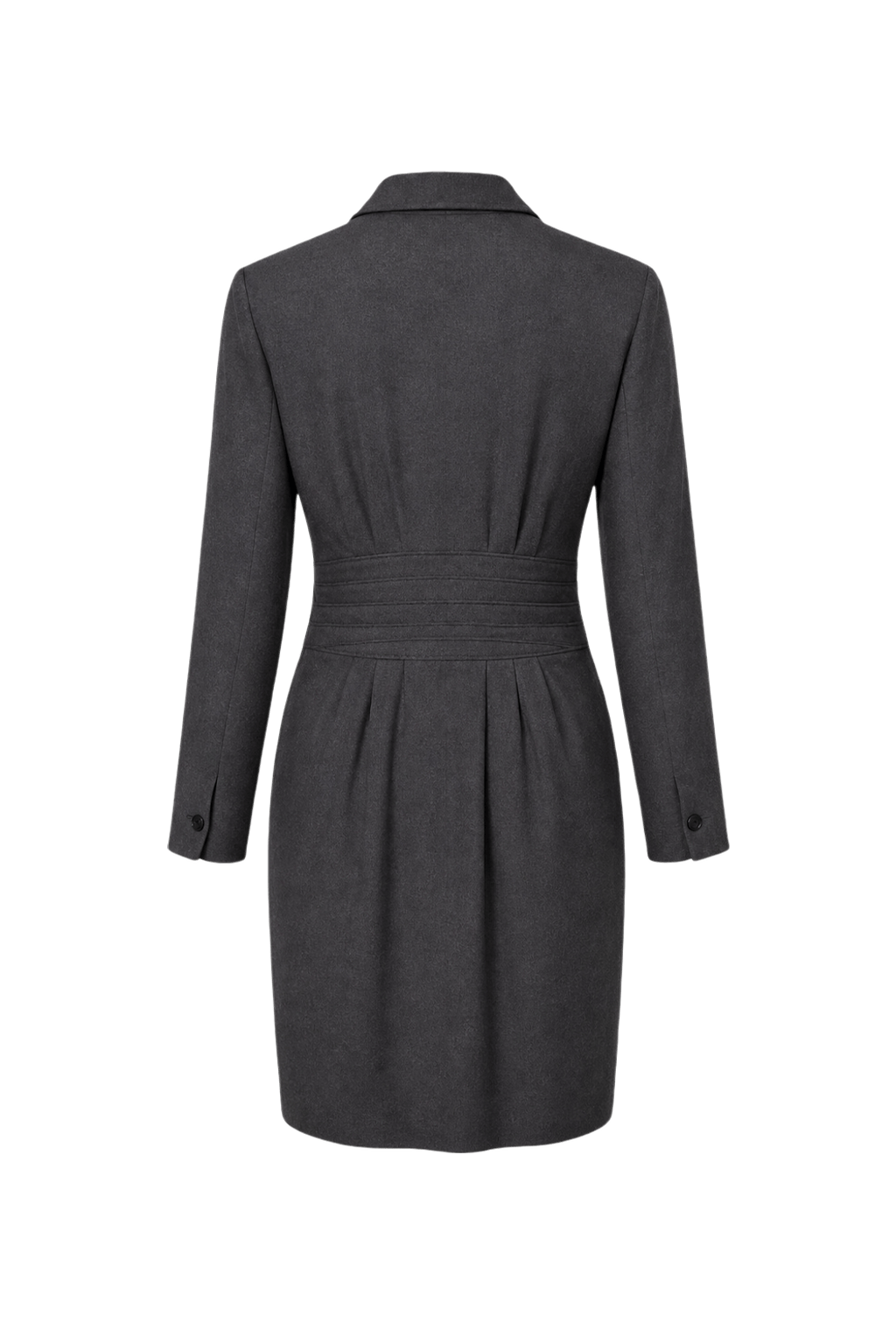 1950s Dark Grey Wool Blend Dress - Back View