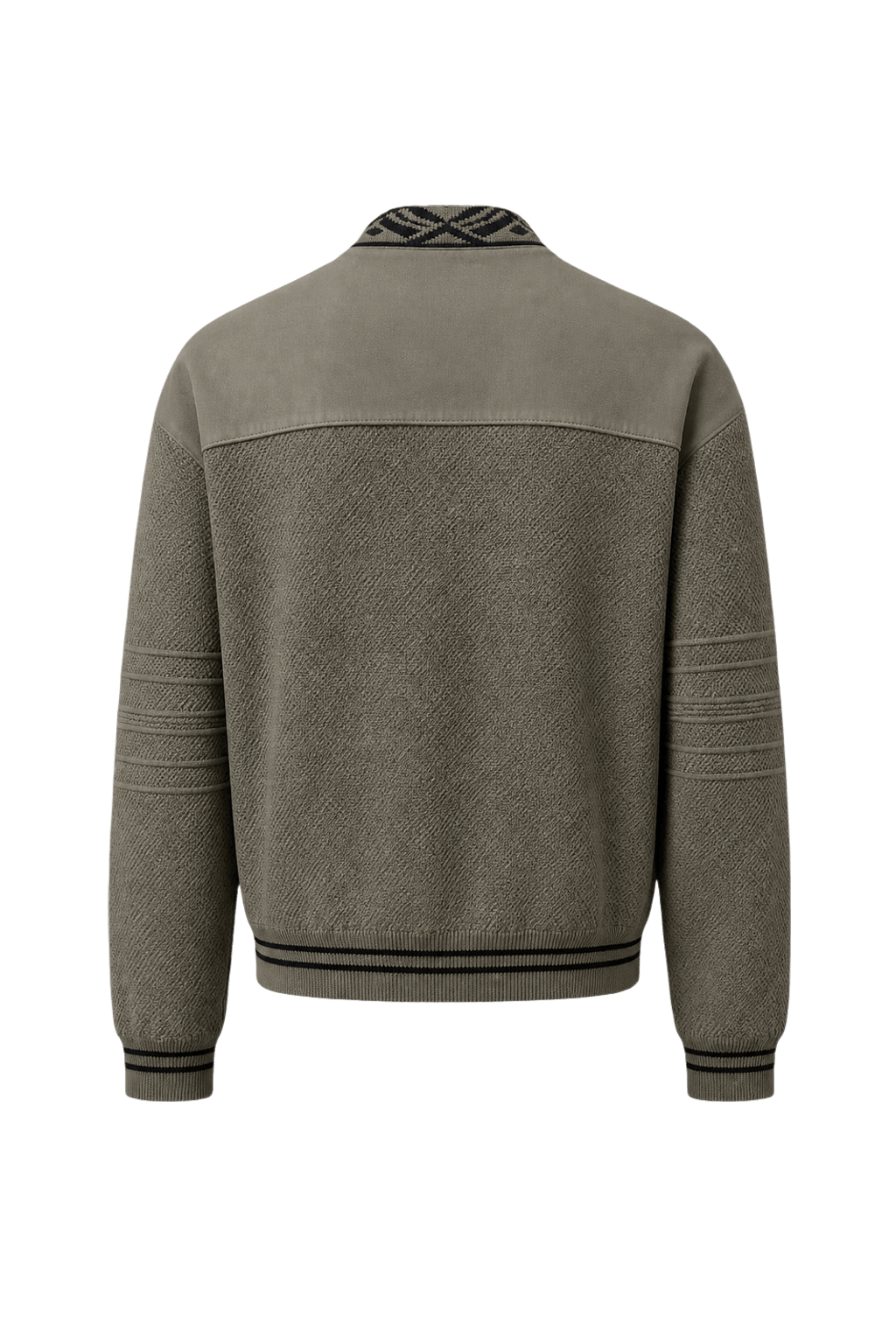 1970s Light Grey Wool Blend Bomber Jacket - Back View