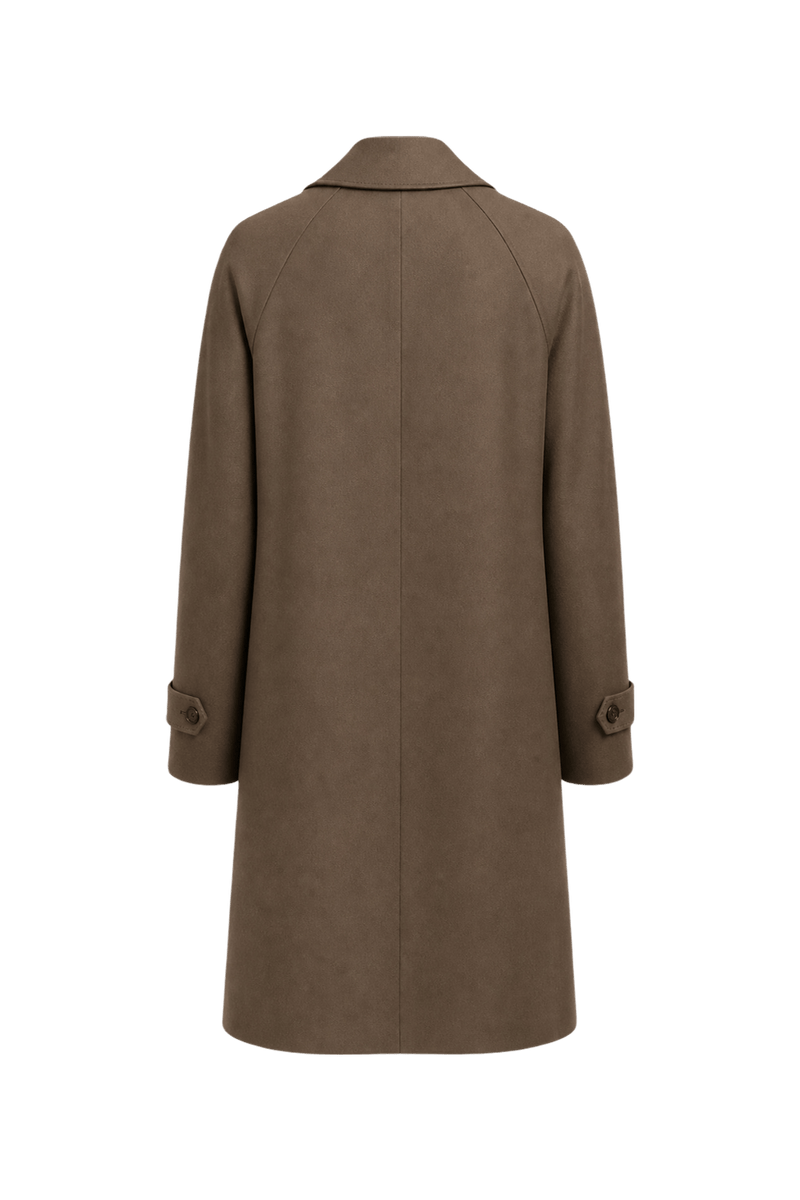 1980s Taupe Wool Blend Coat - Back View