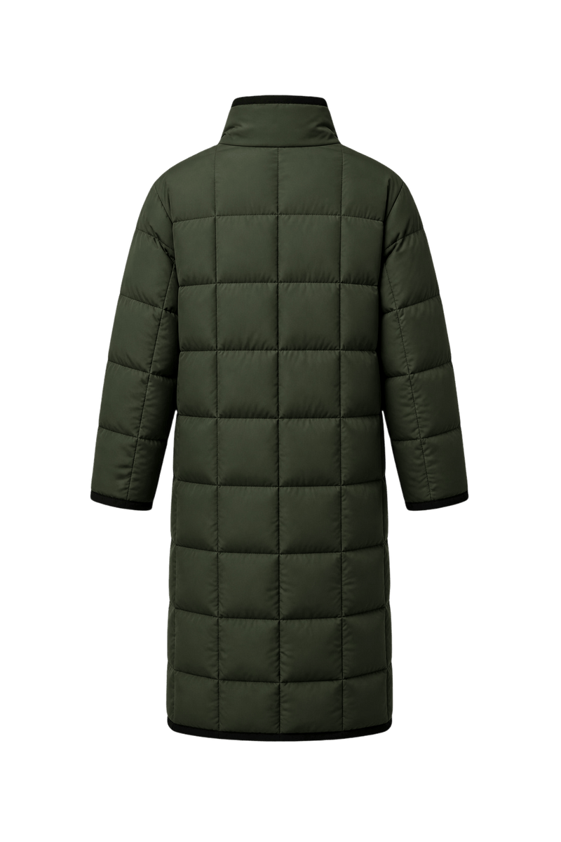 1990s Military Green Polyester Coat - Back View