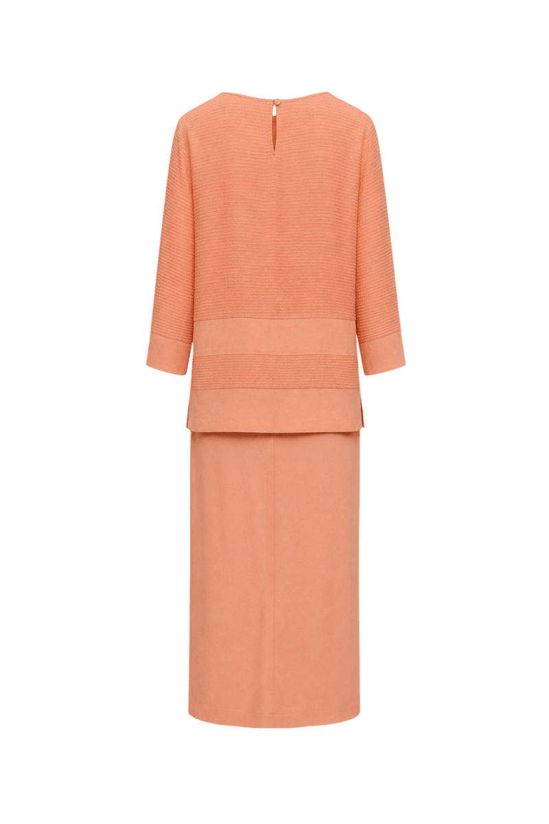 1980s Peach Cotton Blouse and Skirt Set - Back View