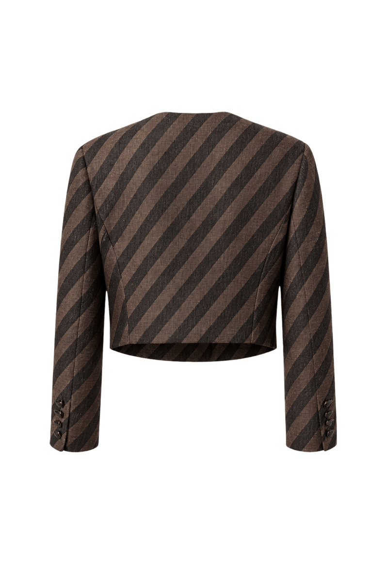 1980s Brown Wool Blend Blazer - Back View