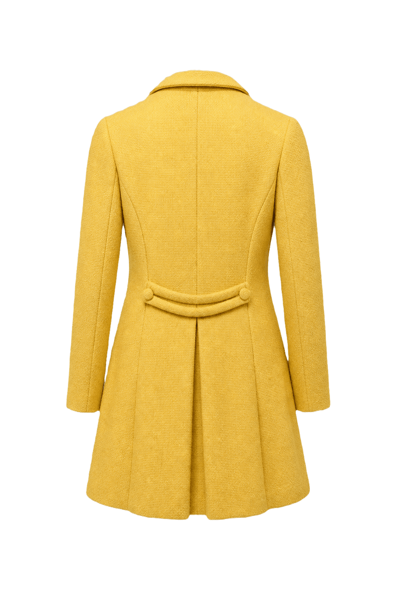 1960s Yellow Wool Blend Coat - Back View