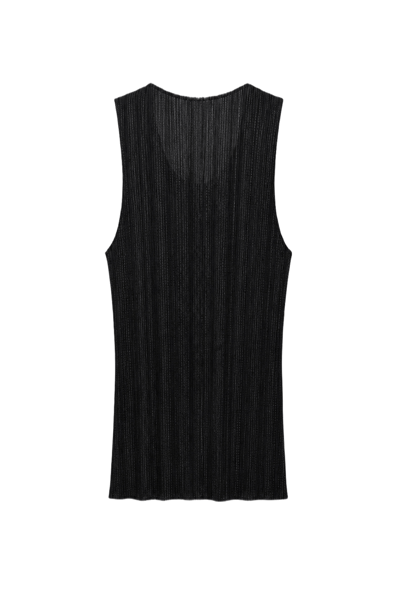 1990s Black Synthetic Blend Tank Top - Back View