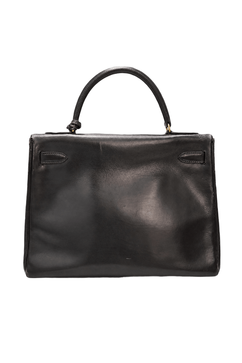 1970s Black Leather Handbag - Back View
