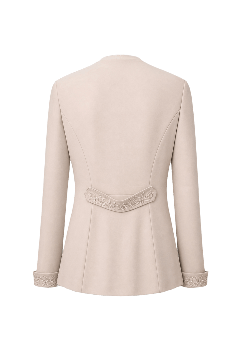 1980s Cream Polyester Blend Jacket - Back View